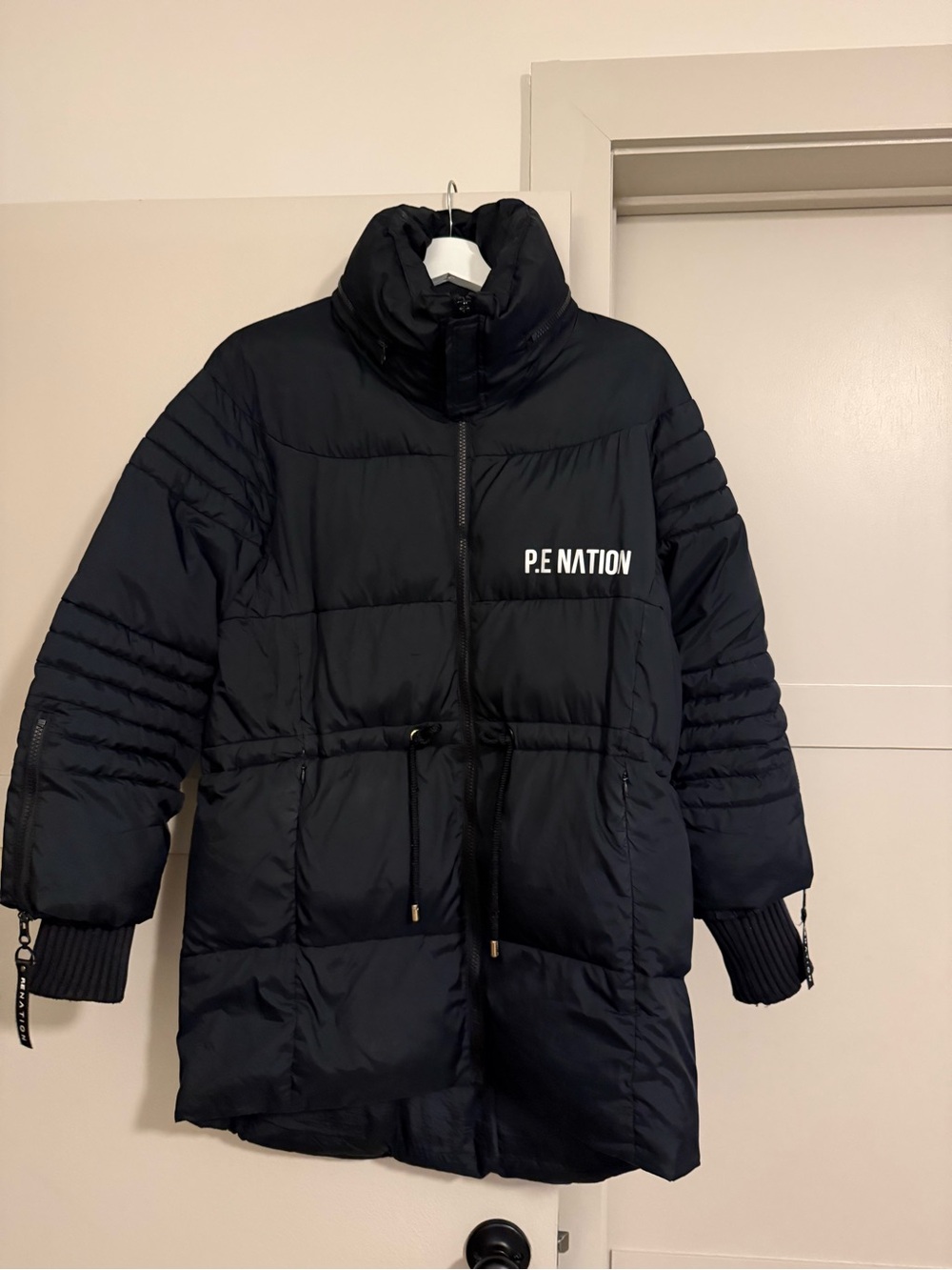 P.E Nation Black Quilted Long Puffer Jacket